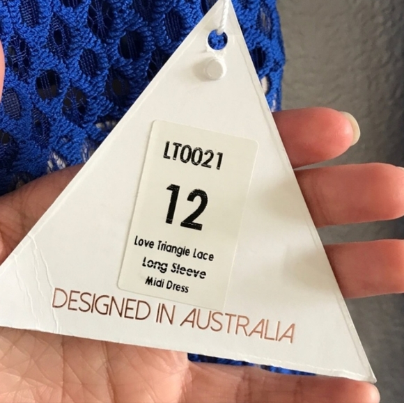 ASOS Love Triangle Blue Lace Midi Dress Sz 8 - Picture 8 of 9
